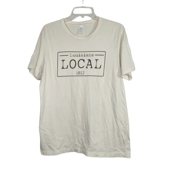 Unbranded Tan Beige Louisiana Local Graphic T-Shirt Women Size L Crewneck FLAW - Picture 1 of 7